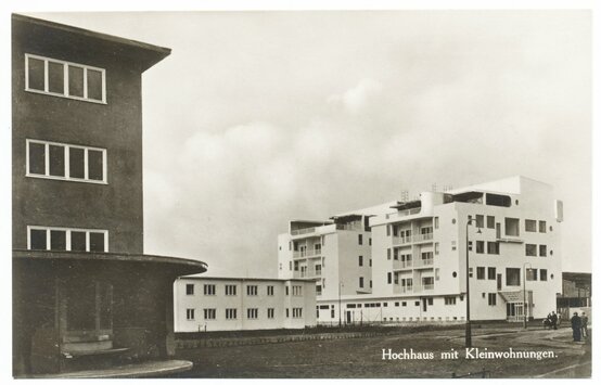 Vorschaubild Hochhaus mit Kleinwohnungen, Werkbund-Ausstellung Wohnung und Werkraum 1929 in Breslau (Postkarte Eigentum Kurt Wilhelm-Kästner)